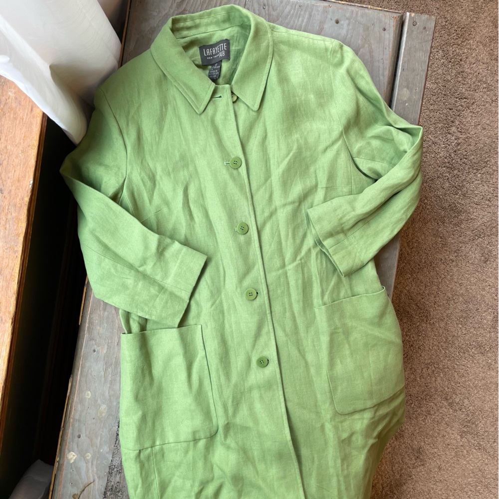 Lafayette 148 New York linen trench length coat | size medium